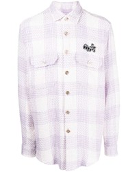 Мужская светло-фиолетовая рубашка с длинным рукавом в мелкую клетку от COOL T.M