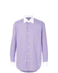 Мужская светло-фиолетовая рубашка с длинным рукавом в мелкую клетку от Fashion Clinic Timeless