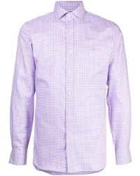 Мужская светло-фиолетовая рубашка с длинным рукавом в мелкую клетку от Polo Ralph Lauren