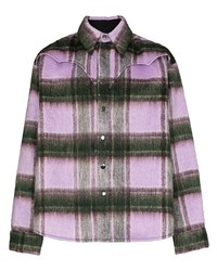Мужская светло-фиолетовая рубашка с длинным рукавом в шотландскую клетку от DUOltd