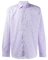 Светло-фиолетовая рубашка с длинным рукавом с вышивкой