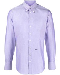 Мужская светло-фиолетовая рубашка с длинным рукавом с вышивкой от DSQUARED2