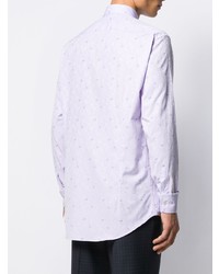 Мужская светло-фиолетовая рубашка с длинным рукавом с вышивкой от Etro