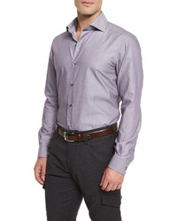 Светло-фиолетовая рубашка с длинным рукавом с геометрическим рисунком