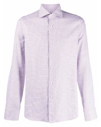 Мужская светло-фиолетовая рубашка с длинным рукавом с геометрическим рисунком от Canali
