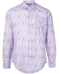 Мужская светло-фиолетовая рубашка с длинным рукавом с принтом от D'urban