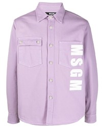 Мужская светло-фиолетовая рубашка с длинным рукавом с принтом от MSGM
