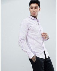 Мужская светло-фиолетовая рубашка с длинным рукавом с принтом от Twisted Tailor