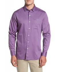 Светло-фиолетовая рубашка с длинным рукавом с узором "в ёлочку"