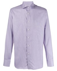 Мужская светло-фиолетовая рубашка с длинным рукавом от Canali