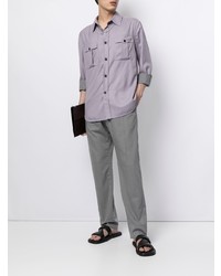 Мужская светло-фиолетовая рубашка с длинным рукавом от Brioni