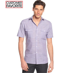Светло-фиолетовая рубашка с коротким рукавом