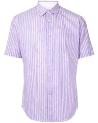 Мужская светло-фиолетовая рубашка с коротким рукавом в вертикальную полоску от D'urban