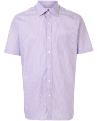 Мужская светло-фиолетовая рубашка с коротким рукавом в вертикальную полоску от Kent & Curwen