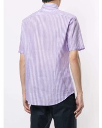Мужская светло-фиолетовая рубашка с коротким рукавом в вертикальную полоску от D'urban