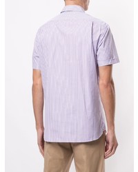 Мужская светло-фиолетовая рубашка с коротким рукавом в вертикальную полоску от Kent & Curwen
