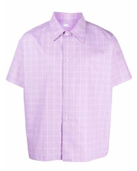 Мужская светло-фиолетовая рубашка с коротким рукавом в клетку от ERL