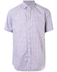 Мужская светло-фиолетовая рубашка с коротким рукавом в мелкую клетку от Kent & Curwen