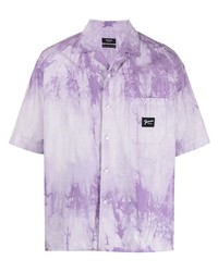 Мужская светло-фиолетовая рубашка с коротким рукавом с принтом тай-дай от FIVE CM