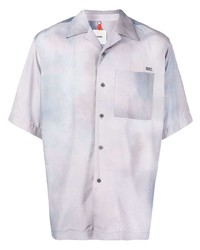 Мужская светло-фиолетовая рубашка с коротким рукавом с принтом тай-дай от Oamc