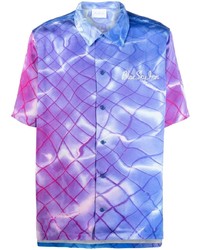 Мужская светло-фиолетовая рубашка с коротким рукавом с принтом от BLUE SKY INN