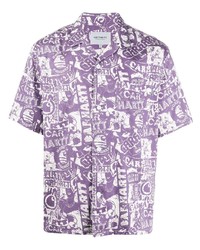 Мужская светло-фиолетовая рубашка с коротким рукавом с принтом от Carhartt WIP