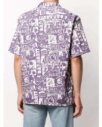 Мужская светло-фиолетовая рубашка с коротким рукавом с принтом от Carhartt WIP
