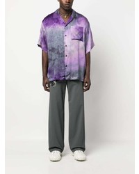 Мужская светло-фиолетовая рубашка с коротким рукавом с принтом от MSGM