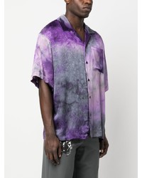 Мужская светло-фиолетовая рубашка с коротким рукавом с принтом от MSGM