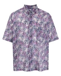 Мужская светло-фиолетовая рубашка с коротким рукавом с цветочным принтом от Isabel Marant