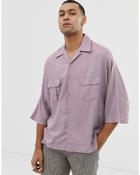 Мужская светло-фиолетовая рубашка с коротким рукавом от ASOS DESIGN