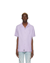 Мужская светло-фиолетовая рубашка с коротким рукавом от DOUBLE RAINBOUU