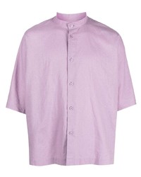 Мужская светло-фиолетовая рубашка с коротким рукавом от Homme Plissé Issey Miyake