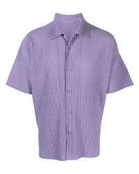 Мужская светло-фиолетовая рубашка с коротким рукавом от Homme Plissé Issey Miyake