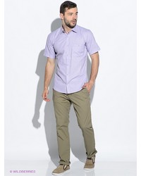 Мужская светло-фиолетовая рубашка с коротким рукавом от Maestro