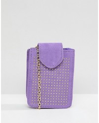 Светло-фиолетовая сумка через плечо с шипами