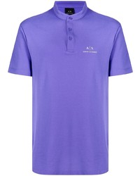 Мужская светло-фиолетовая футболка на пуговицах от Armani Exchange