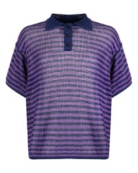 Мужская светло-фиолетовая футболка-поло в горизонтальную полоску от Bode
