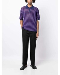 Мужская светло-фиолетовая футболка-поло в горизонтальную полоску от Bode
