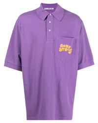 Мужская светло-фиолетовая футболка-поло с вышивкой от Acne Studios