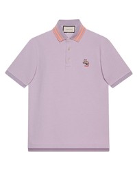 Мужская светло-фиолетовая футболка-поло с вышивкой от Gucci