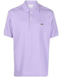 Мужская светло-фиолетовая футболка-поло с вышивкой от Lacoste