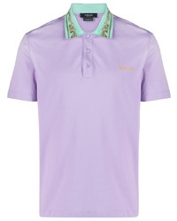 Мужская светло-фиолетовая футболка-поло с вышивкой от Versace