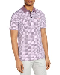 Светло-фиолетовая футболка-поло с принтом