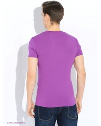 Мужская светло-фиолетовая футболка с v-образным вырезом от Oodji