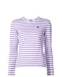 Светло-фиолетовая футболка с длинным рукавом в горизонтальную полоску