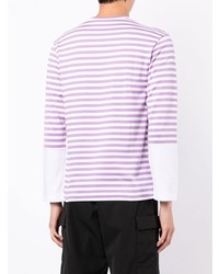 Мужская светло-фиолетовая футболка с длинным рукавом в горизонтальную полоску от Comme Des Garcons Play
