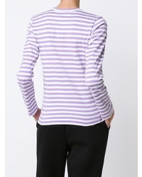 Женская светло-фиолетовая футболка с длинным рукавом в горизонтальную полоску от Comme Des Garcons Play