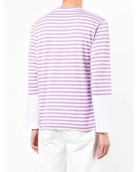 Мужская светло-фиолетовая футболка с длинным рукавом в горизонтальную полоску от Comme Des Garcons Play