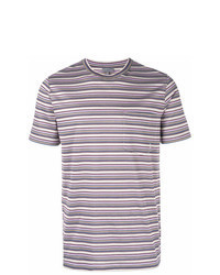 Светло-фиолетовая футболка с круглым вырезом в горизонтальную полоску